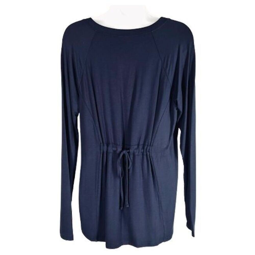 Cabi Recline S Knit Top Cinch Back Tee NAVY BLUE Rayon Stretch Style So cute! - Picture 3 of 10